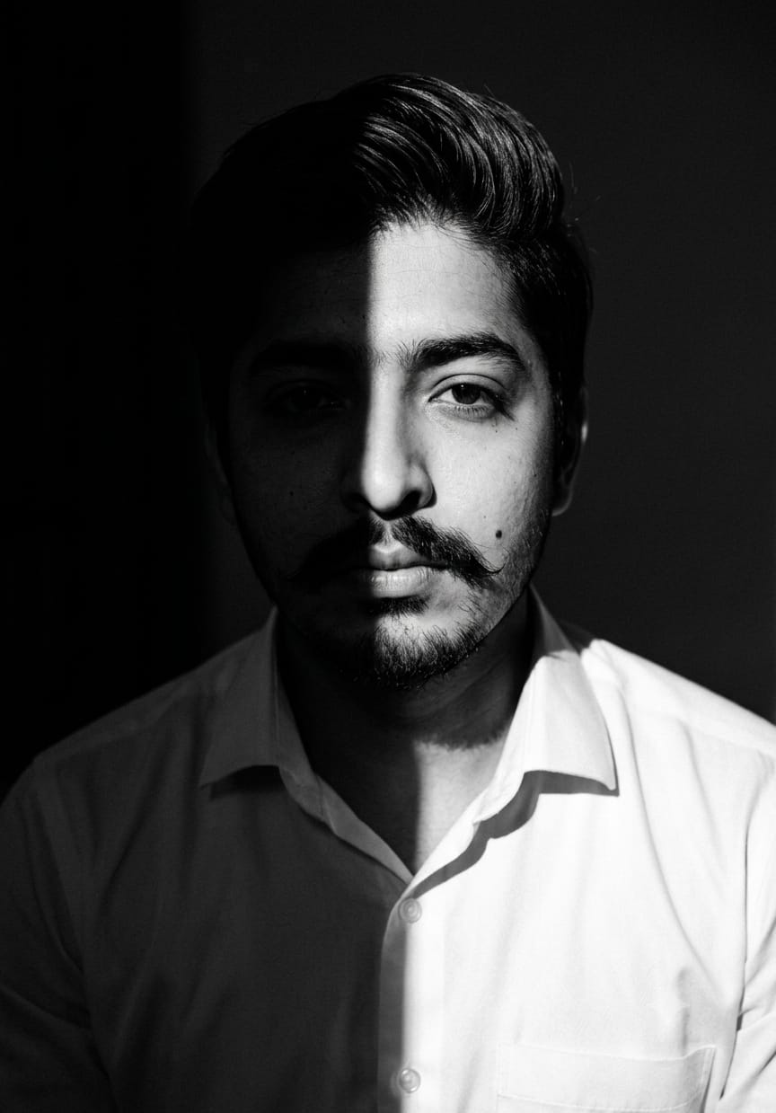 Aditya Nagapure in a black-and-white portrait